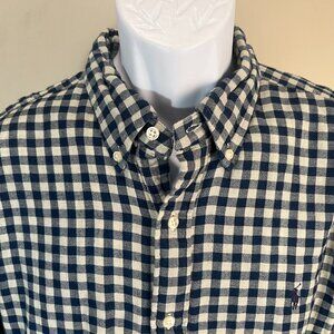 Ralph Lauren Men's gray and blue linked Custom Fit Indigo flannel shirt XL EUC